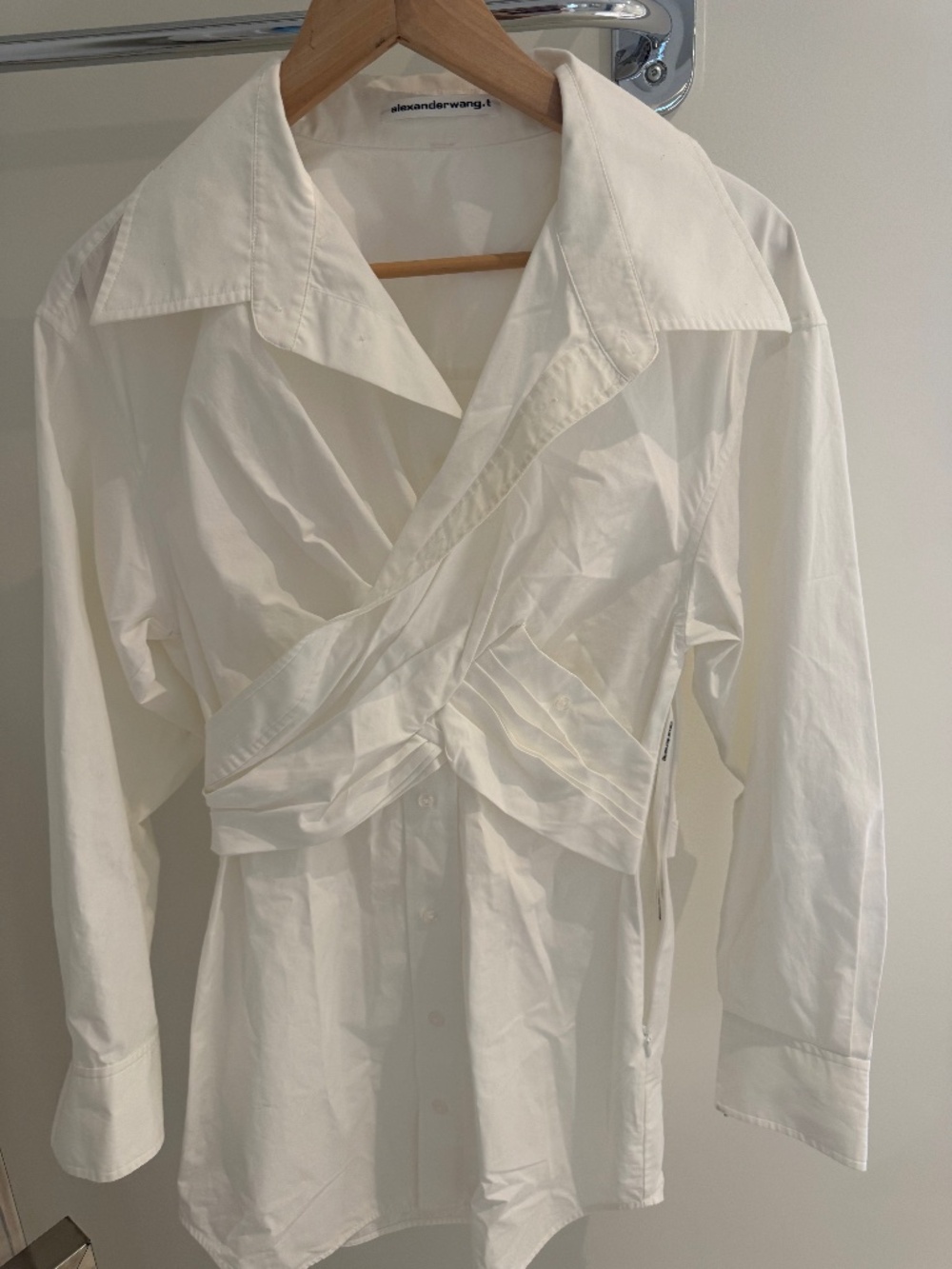 Alexander Wang Deconstructed White Cotton Wrap Shirt Dress – Size 2